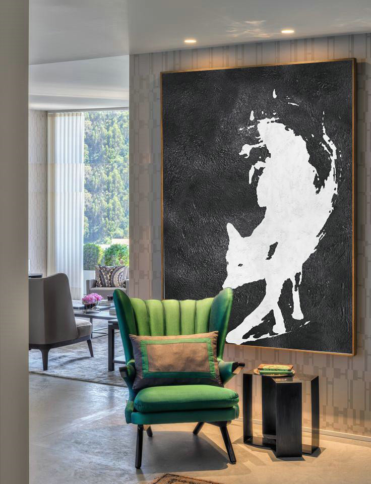 Hand Painted Acrylic Painting,Black And White Minimal Painting On Canvas - Huge Canvas Art On Canvas